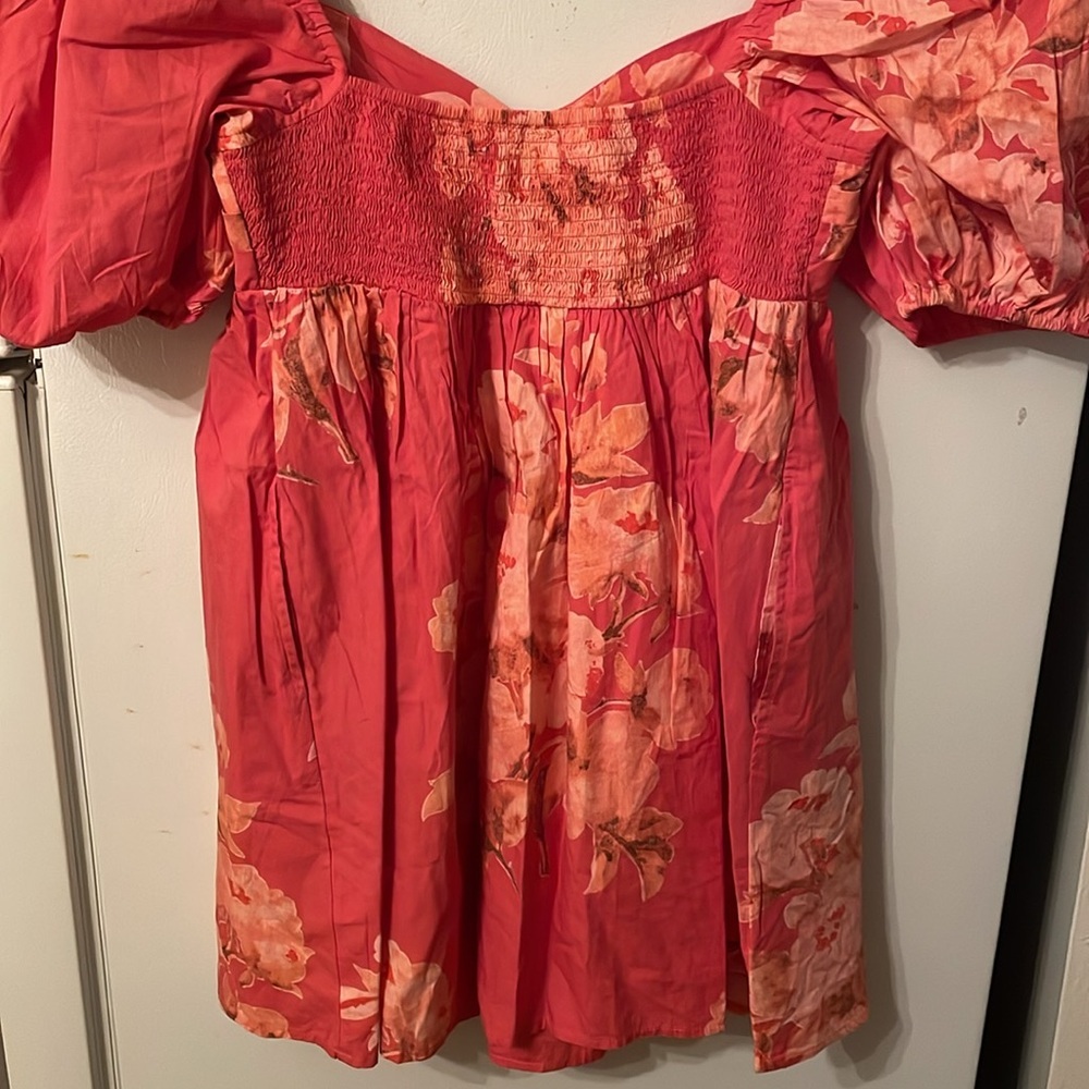 Free People NWT Medium‎ 100% Cotton Coral Floral Dress - Picture 9 of 11